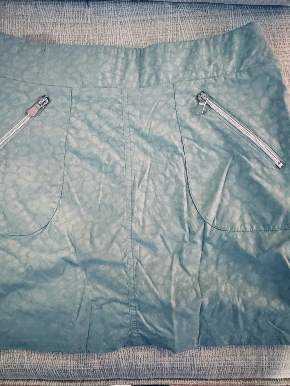 Anatomie Suzette pale green leopard print Mini Skort with Zip Pocket Accents